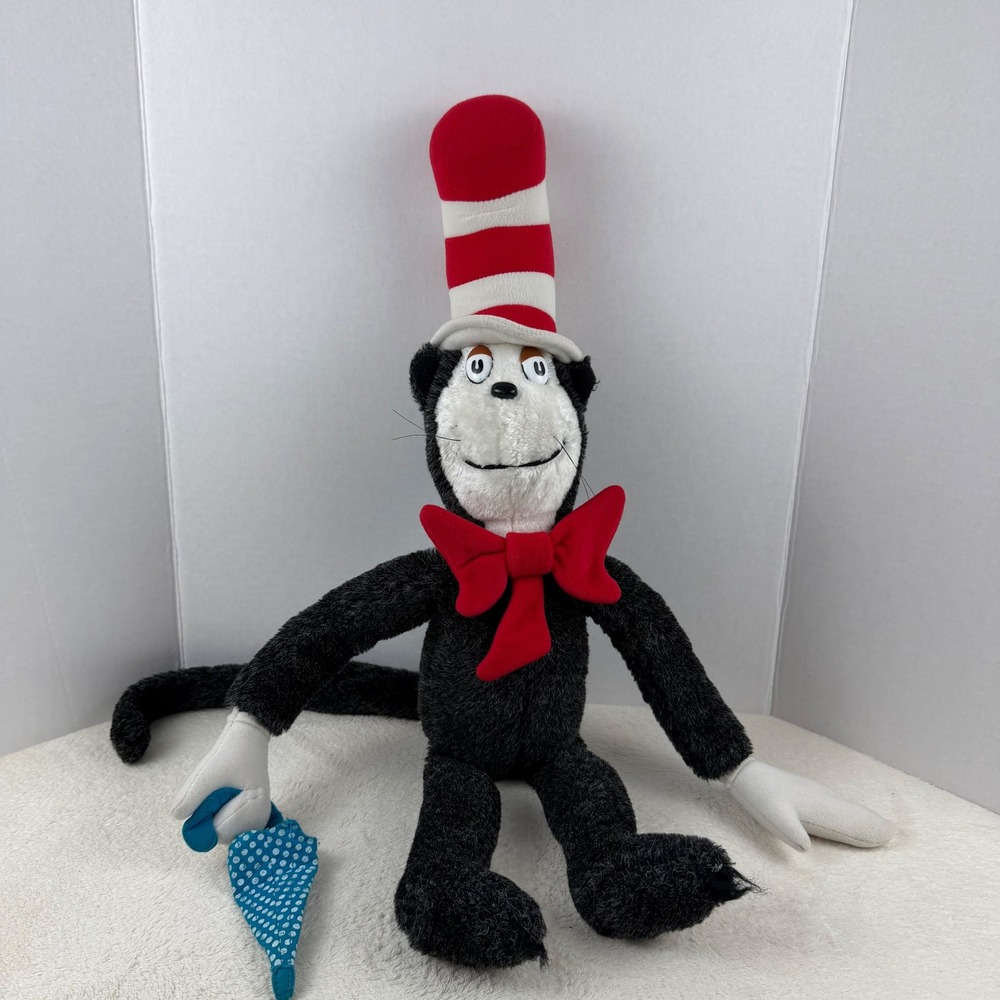 Vtg 1983 Dr Seuss‎ CAT IN THE HAT Plush Stuffed Animal Toy Hat Bow Tie-EUC